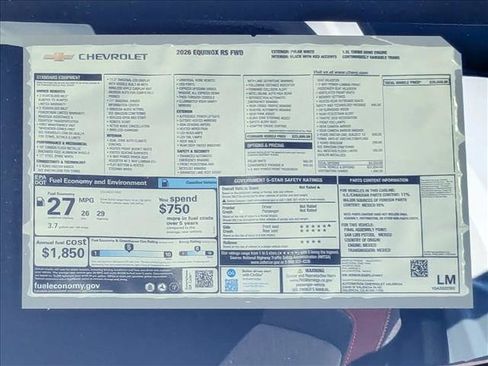 New 2026 Chevrolet Equinox RS w/ Convenience Package III FWD image 18