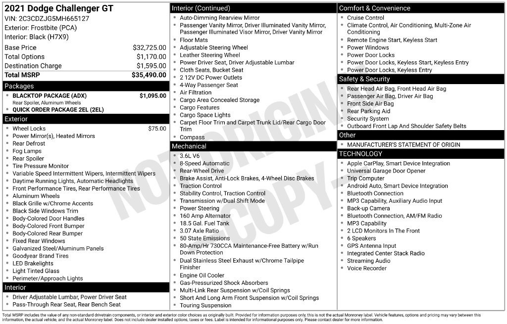Used 2021 Dodge Challenger GT w/ Blacktop Package RWD image 6