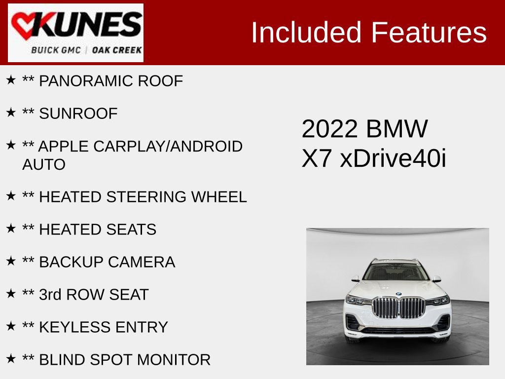 Used 2022 BMW X7 xDrive40i w/ Cold Weather Package AWD/4WD image 2