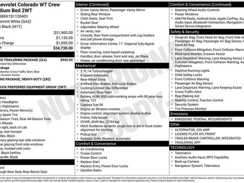 New 2025 Chevrolet Colorado W/T w/ Advanced Trailering Package image 41
