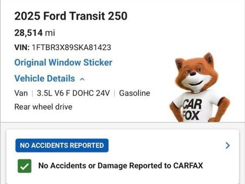 Used 2025 Ford Transit 250 148 High Roof Extended w/ Load Area Protection Package RWD image 4