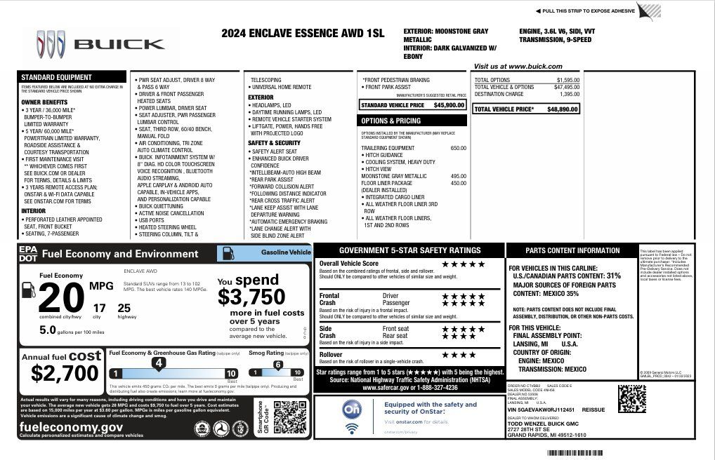 Used 2024 Buick Enclave Essence w/ Trailering Package, 5000 lbs. AWD/4WD image 4