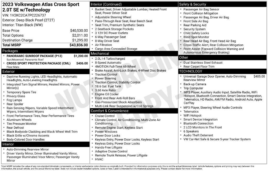 Certified 2023 Volkswagen Atlas Cross Sport SE w/ Panoramic Sunroof Package AWD/4WD image 3