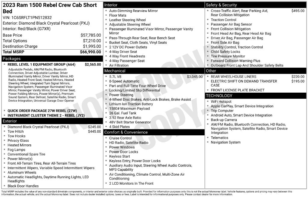 Certified 2023 RAM 1500 Rebel w/ Rebel Level 1 Equipment Group AWD/4WD image 29
