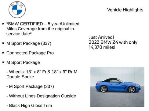 Certified 2022 BMW Z4 sDrive30i w/ Premium Package 2 image 10