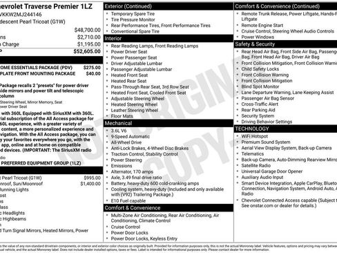 Certified 2021 Chevrolet Traverse Premier AWD/4WD image 3