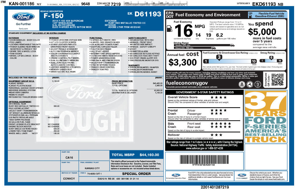 Used 2014 Ford F150 Lariat w/ Equipment Group 501A Mid AWD/4WD image 12