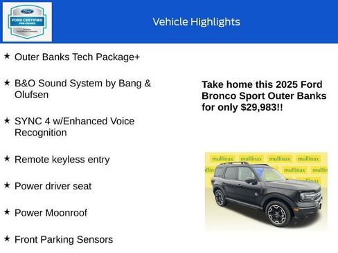 Certified 2025 Ford Bronco Sport Outer Banks w/ Outer Banks Tech Package+ image 18