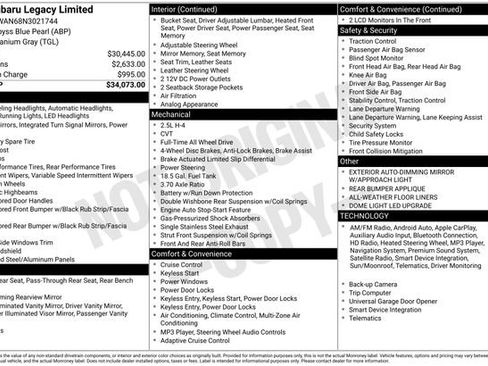 Used 2022 Subaru Legacy Limited image 22