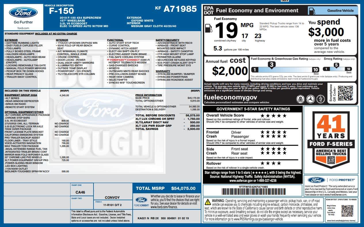 Used 2019 Ford F150 XLT w/ Equipment Group 302A Luxury AWD/4WD image 27