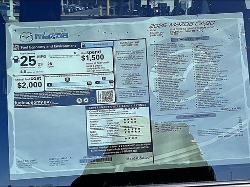 New 2026 MAZDA CX-90 3.3 Turbo w/ Premium Sport Pkg image 14