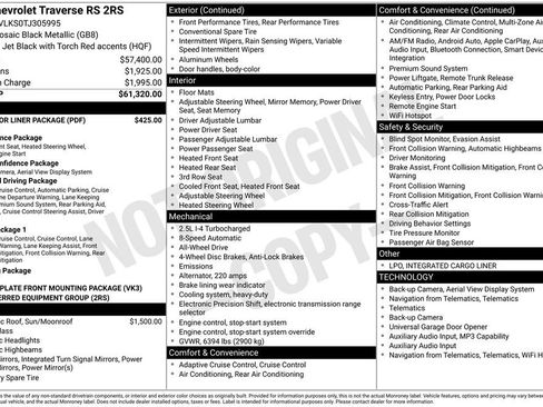 New 2026 Chevrolet Traverse RS w/ LPO, Floor Liner Package image 35