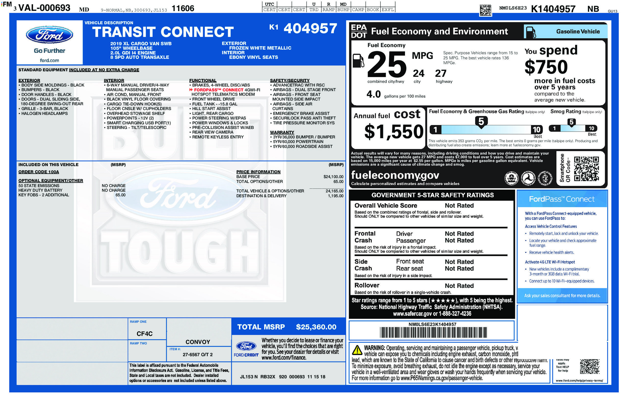 Used 2019 Ford Transit Connect XL FWD image 6