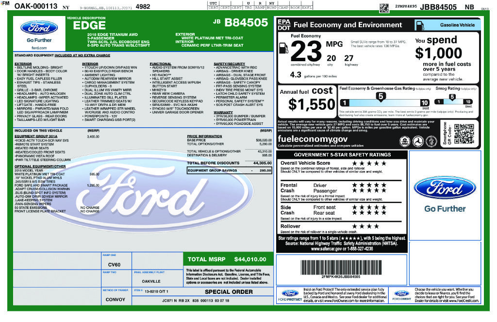 Used 2018 Ford Edge Titanium w/ Equipment Group 301A AWD/4WD image 6