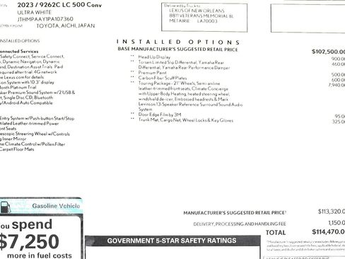 Used 2023 Lexus LC 500 Convertible w/ Touring Package image 7