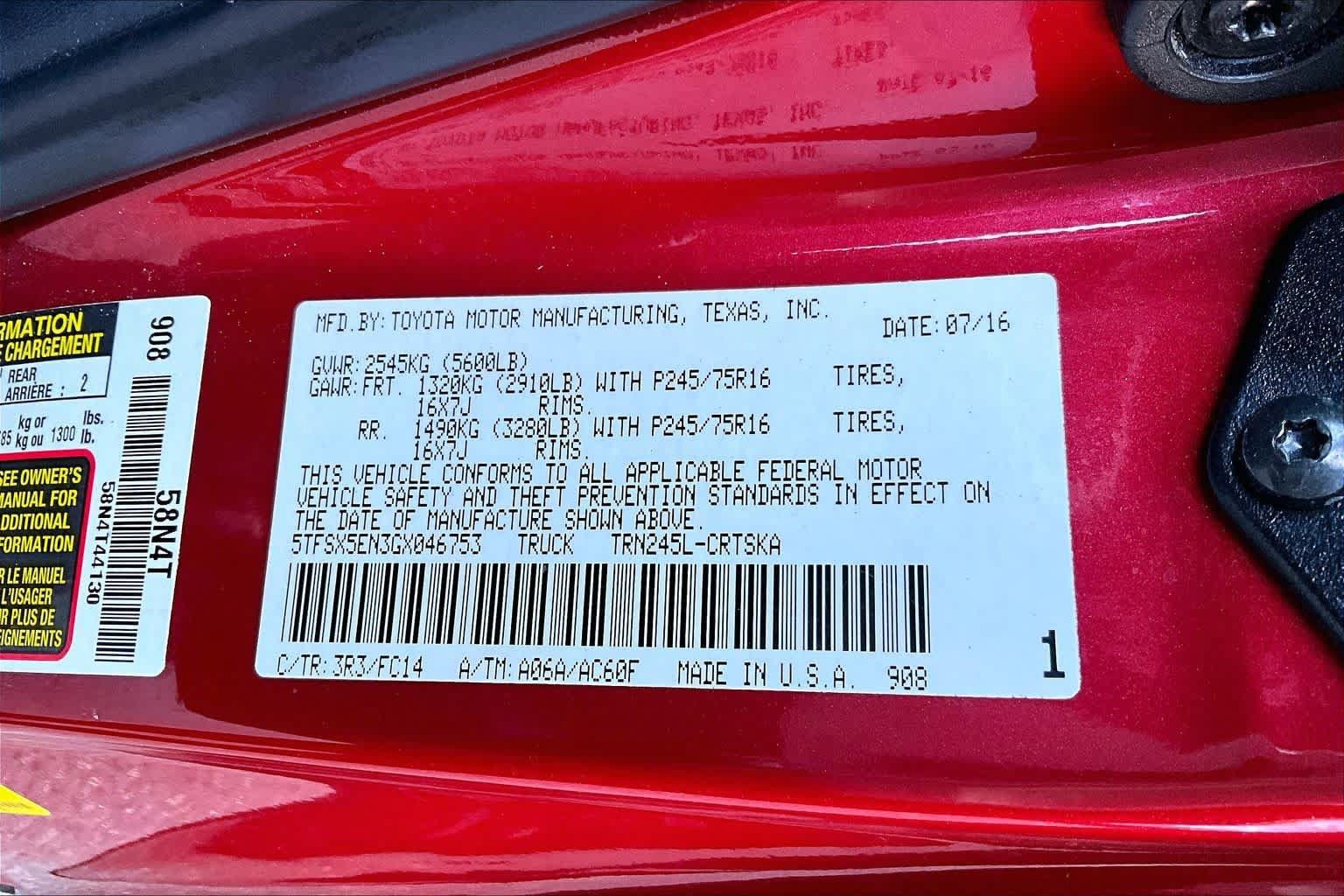 Certified 2016 Toyota Tacoma SR5 AWD/4WD image 33