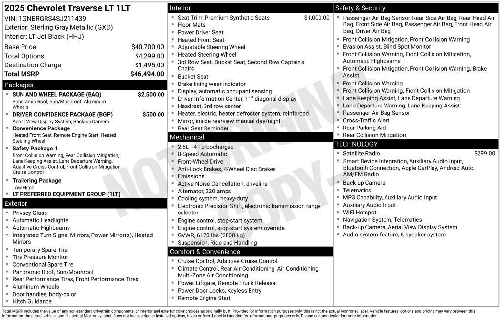 Used 2025 Chevrolet Traverse LT w/ Sun and Wheel Package FWD image 49