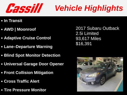 Used 2017 Subaru Outback 2.5i Limited AWD/4WD image 3