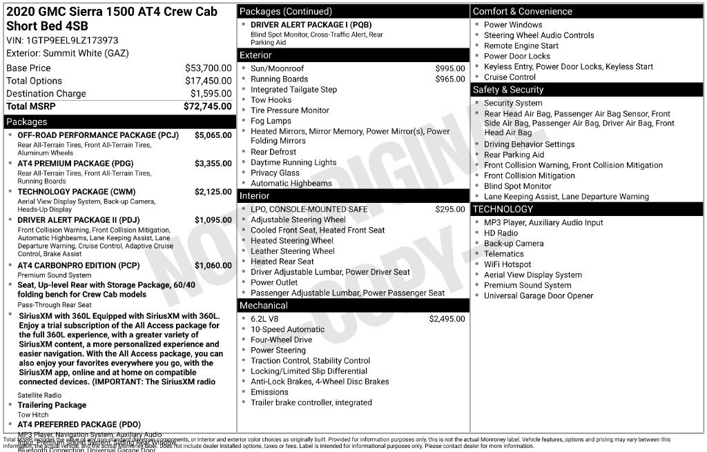 Used 2020 GMC Sierra 1500 AT4 w/ Off-Road Performance Package AWD/4WD image 10