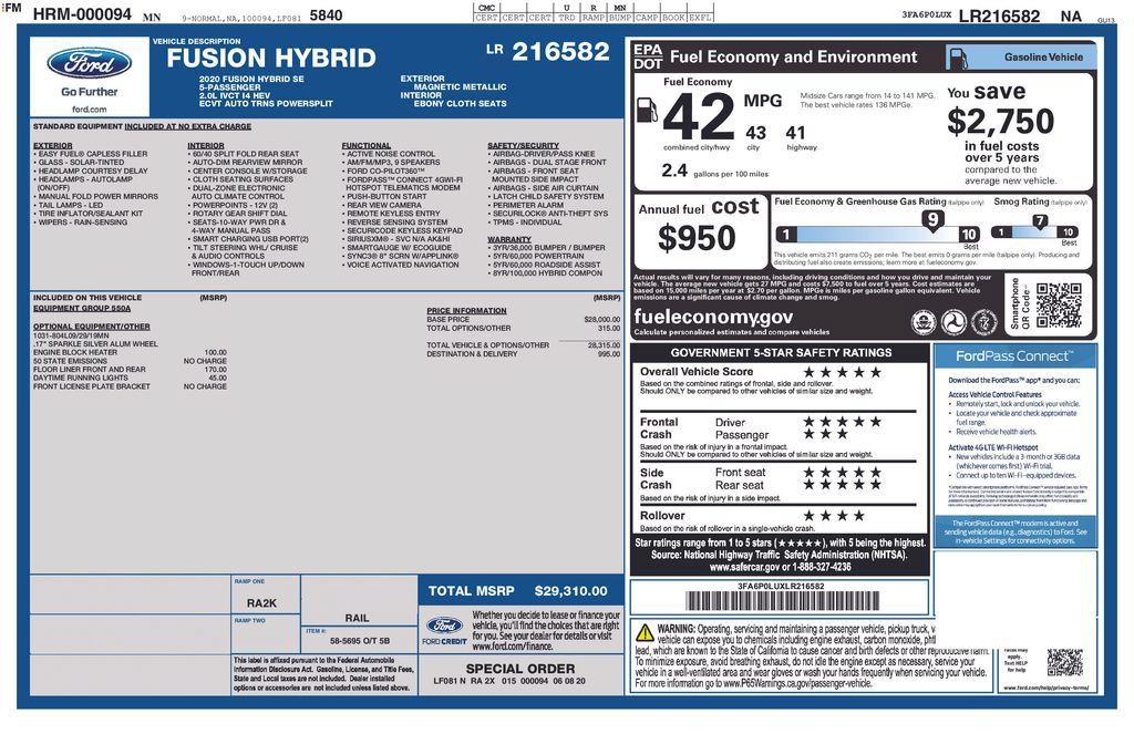 Used 2020 Ford Fusion SE FWD image 22