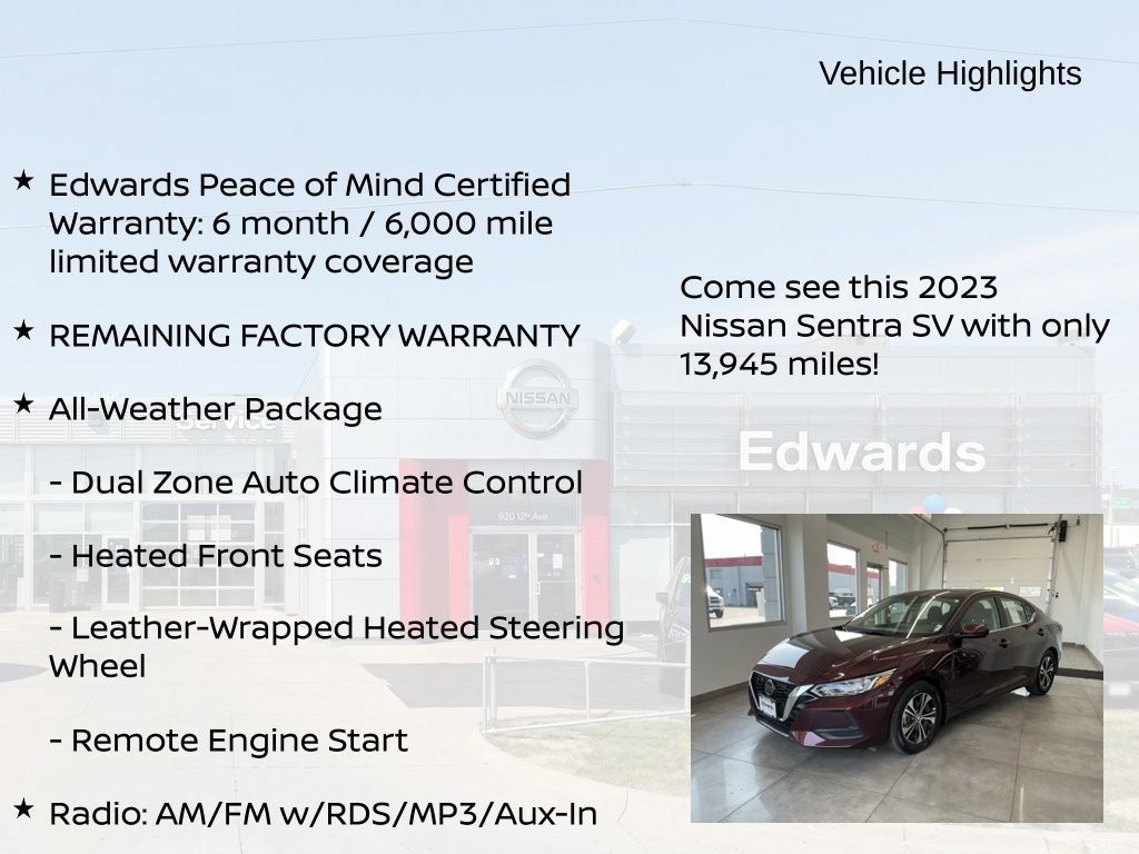 Used 2023 Nissan Sentra SV w/ All-Weather Package FWD image 11