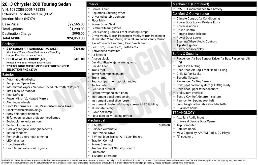 Used 2013 Chrysler 200 Touring w/ Cold Weather Group FWD image 1