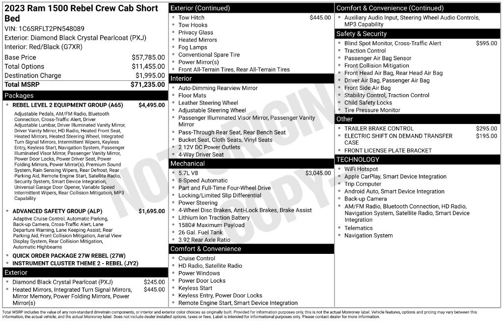 Used 2023 RAM 1500 Rebel w/ Rebel Level 2 Equipment Group AWD/4WD image 33