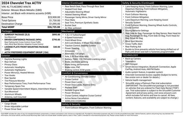 Used 2024 Chevrolet Trax ACTIV w/ Sunroof Package FWD image 20