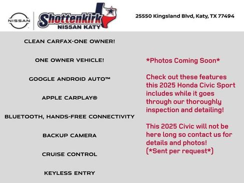 Used 2025 Honda Civic Sport image 2