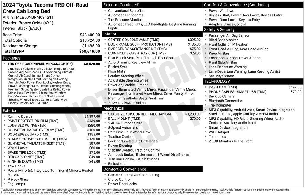 Used 2024 Toyota Tacoma TRD Off-Road w/ TRD Off Road Premium Package AWD/4WD image 8
