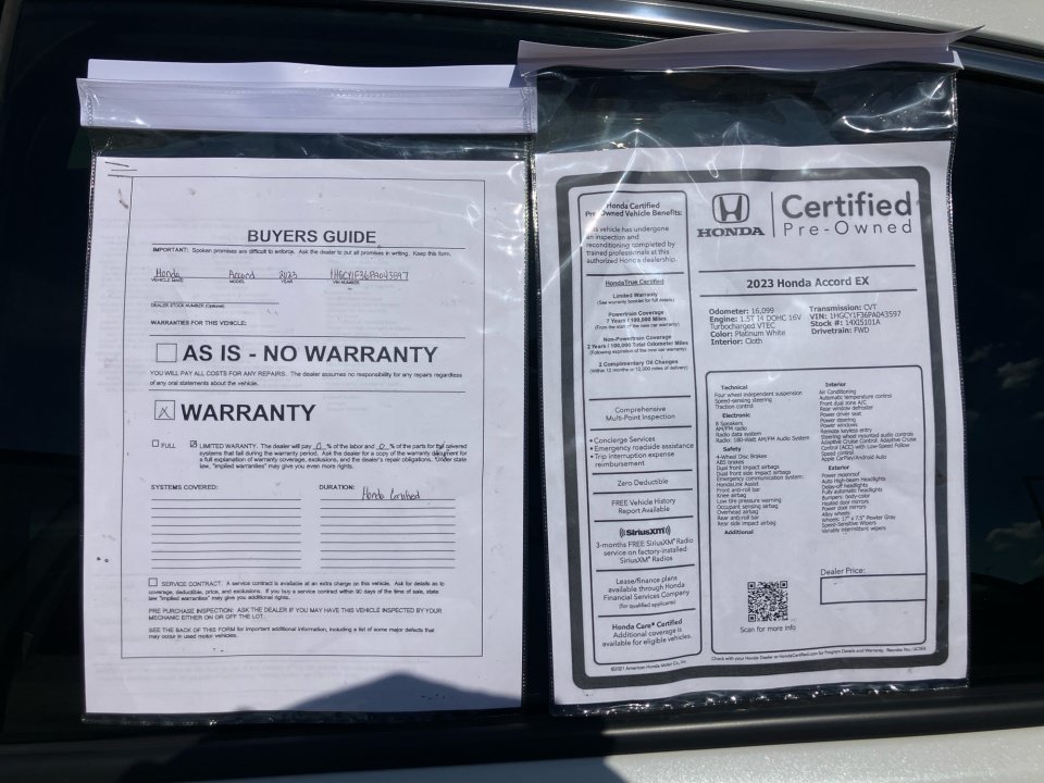 Certified 2023 Honda Accord EX image 37