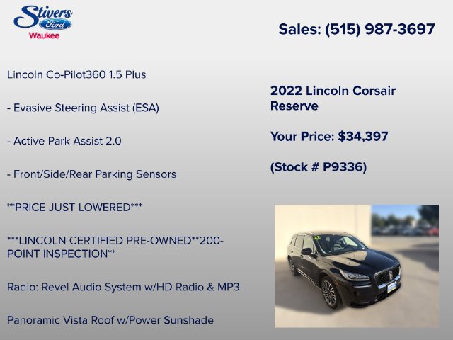 Certified 2022 Lincoln Corsair Reserve w/ Equipment Group 201A AWD/4WD image 28