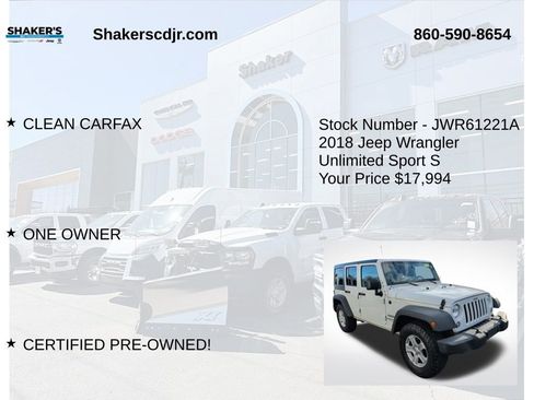 Certified 2018 Jeep Wrangler Unlimited Sport S image 6