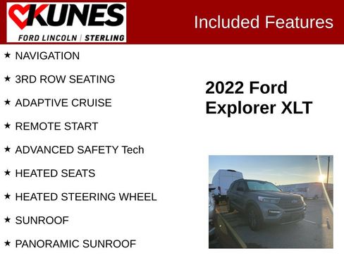 Used 2022 Ford Explorer XLT w/ Equipment Group 202A AWD/4WD image 2