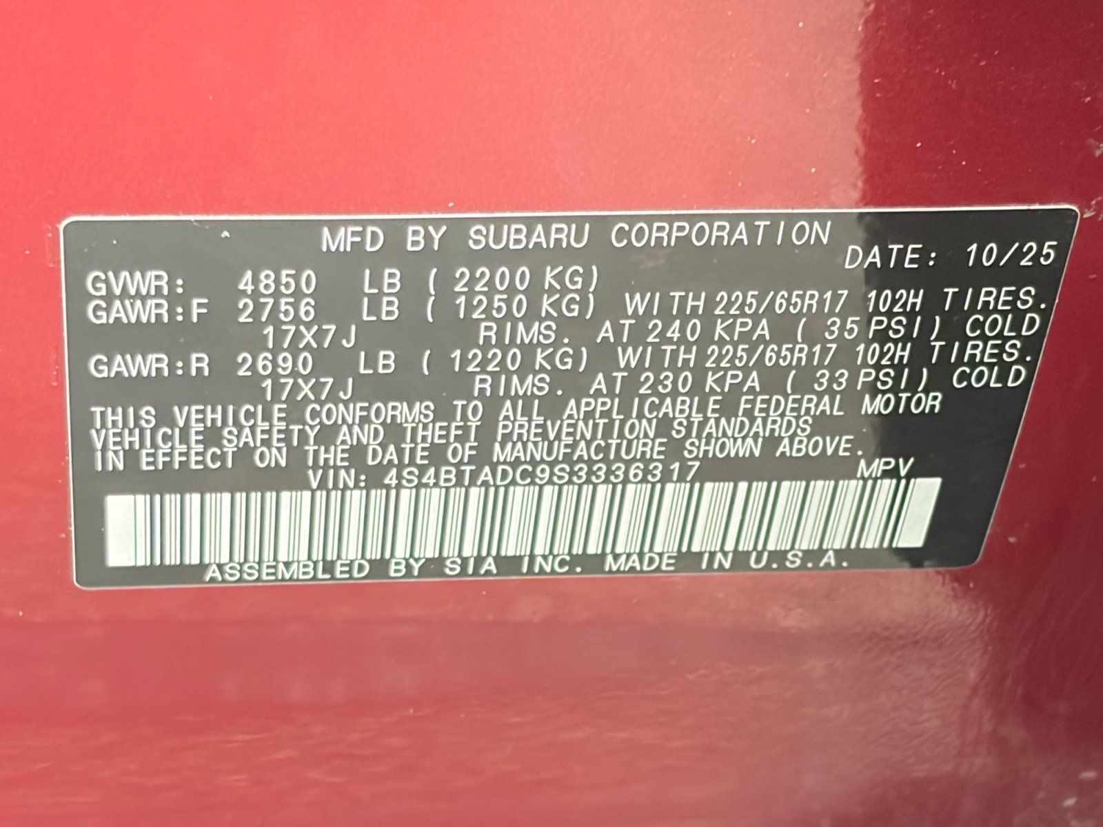 Certified 2025 Subaru Outback Premium AWD/4WD image 34