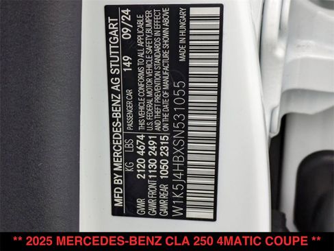 New 2025 Mercedes-Benz CLA 250 4MATIC image 33