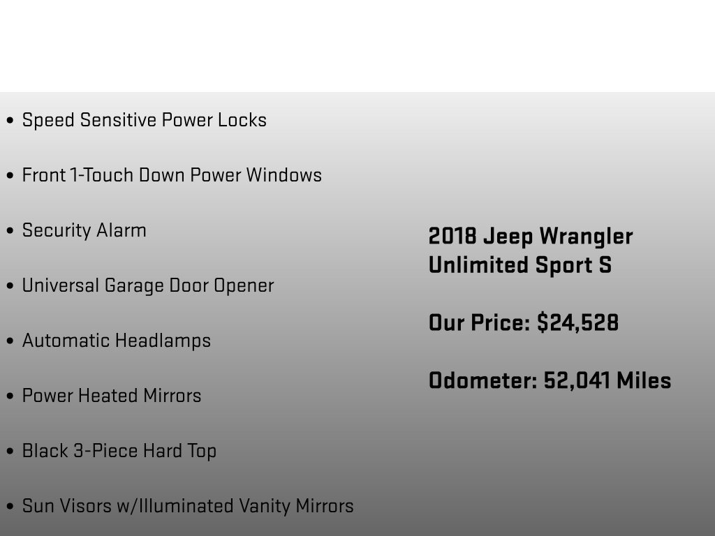 Used 2018 Jeep Wrangler Unlimited Sport S AWD/4WD image 24