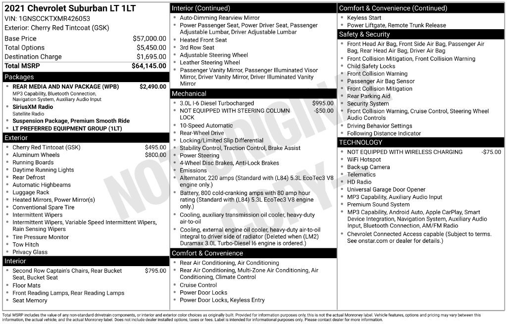 Used 2021 Chevrolet Suburban LT w/ Rear Media and Nav Package RWD image 7