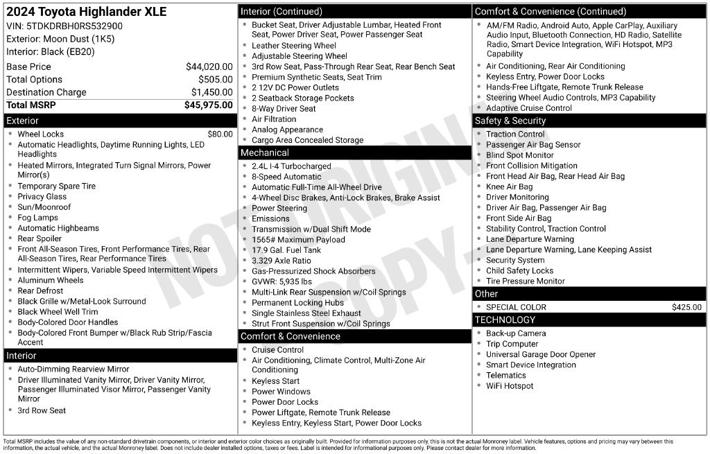 Used 2024 Toyota Highlander XLE AWD/4WD image 5