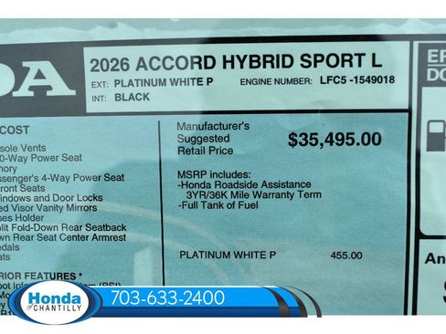 New 2026 Honda Accord Hybrid Sport-L FWD image 37