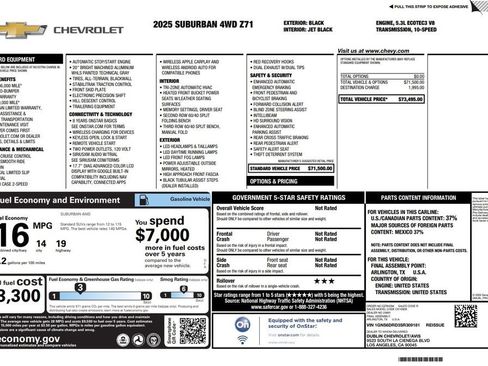 Used 2025 Chevrolet Suburban Z71 AWD/4WD image 3