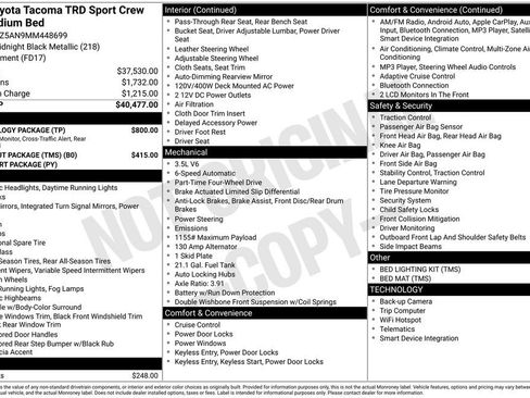 Certified 2021 Toyota Tacoma TRD Sport w/ Technology Package image 4