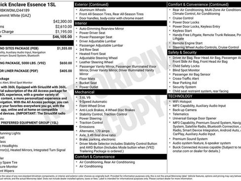 Used 2021 Buick Enclave Essence w/ Sound and Sites Package FWD image 2