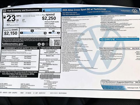 New 2026 Volkswagen Atlas Cross Sport SE FWD image 19