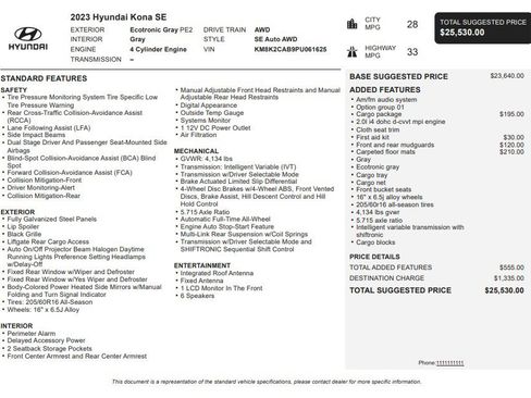 Used 2023 Hyundai Kona SE w/ Cargo Package image 31