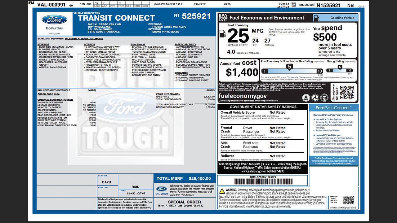 Used 2022 Ford Transit Connect XL FWD image 8