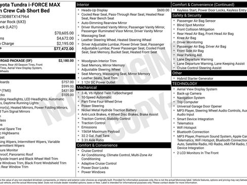 New 2026 Toyota Tundra Platinum w/ TRD Off-Road Package AWD/4WD image 16