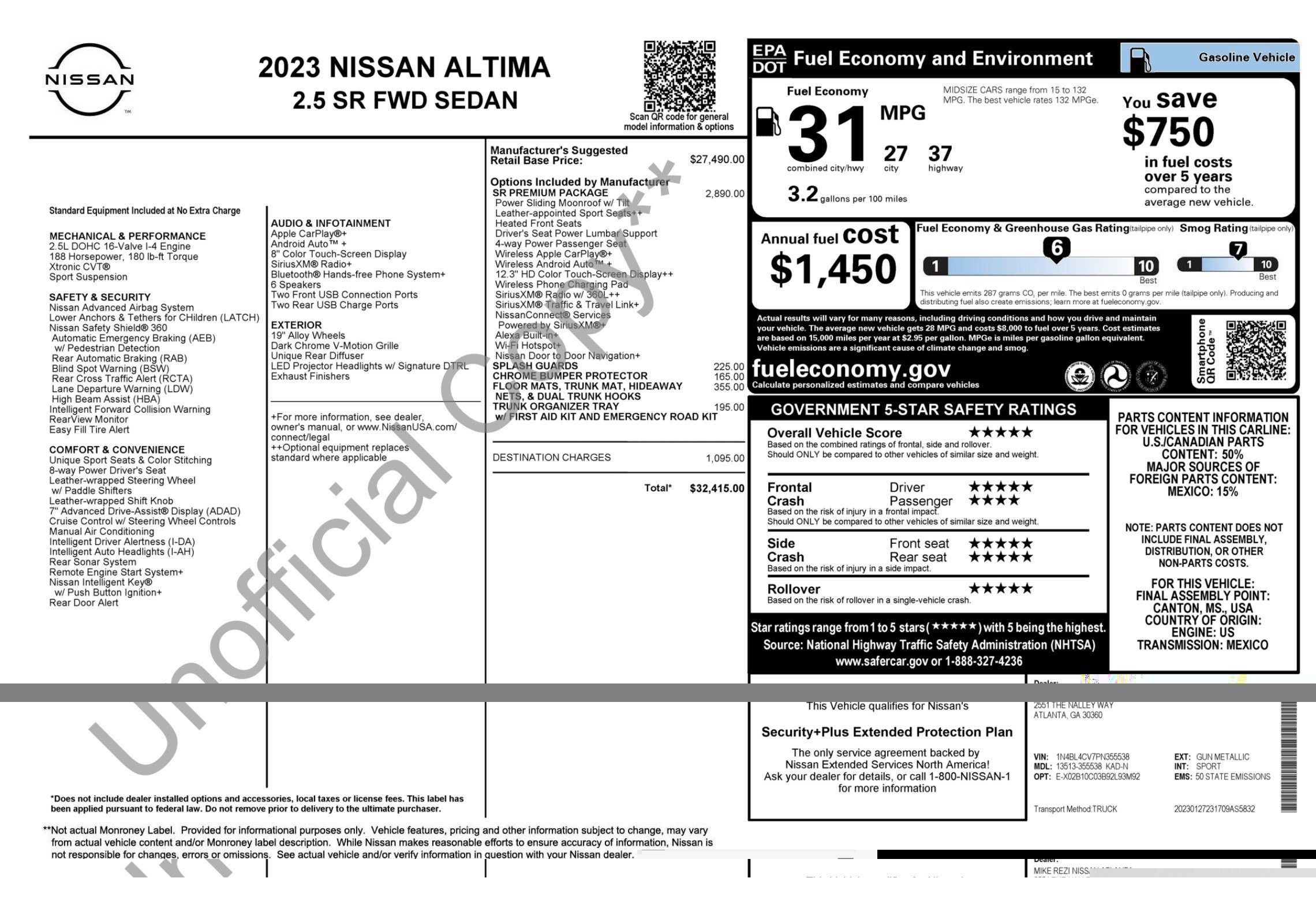 Used 2023 Nissan Altima 2.5 SR w/ SR Premium Package FWD image 4