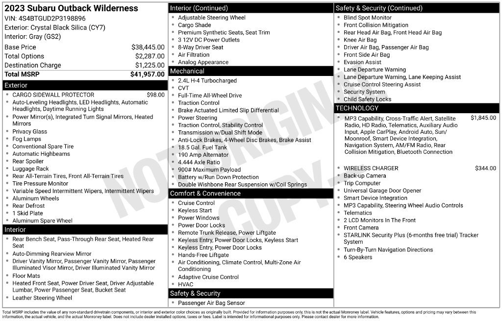 Used 2023 Subaru Outback Wilderness AWD/4WD image 11