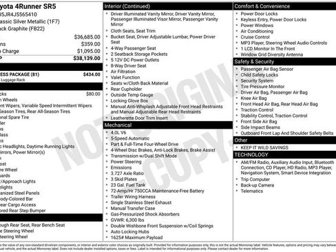 Used 2018 Toyota 4Runner SR5 w/ Wilderness Package image 13